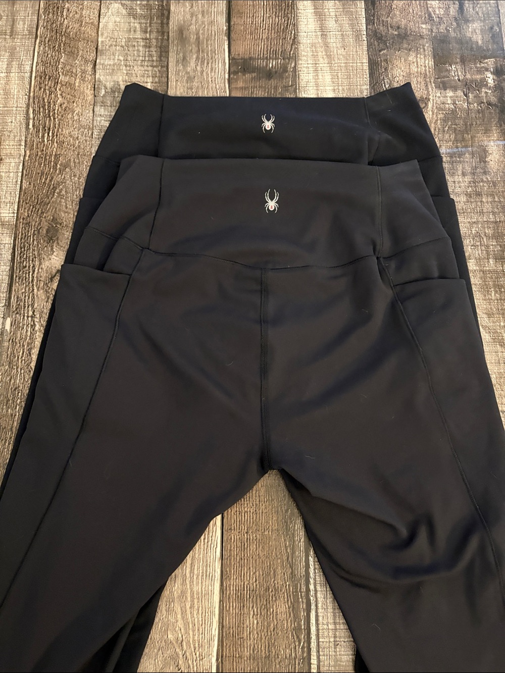 Bundle of 2 Spyder Black Elastic Free High-Waist Leggings-M
